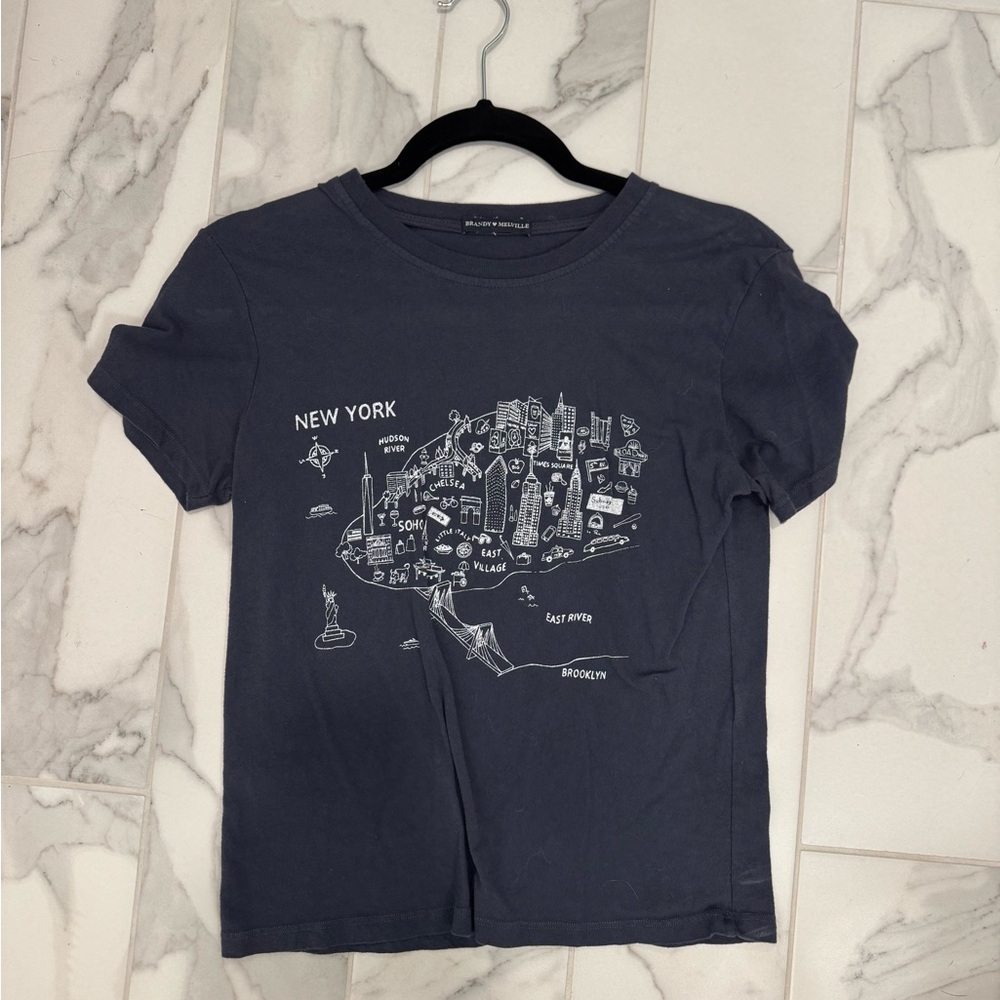Brandy Melville navy New York baby tee